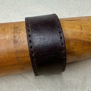 Leather Bracelet Cuff Brown Upcycle Belt Large 1.5” wide